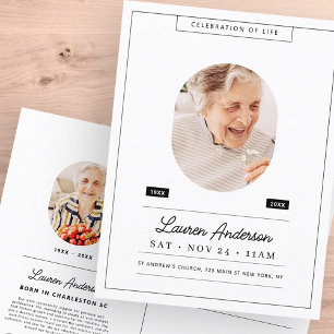 Carte Postale Célébration de la vie Mémorial Moderne Simple Phot