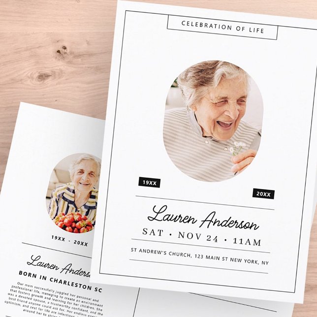 Carte Postale Célébration de la vie Mémorial Moderne Simple Phot (Créateur téléchargé)