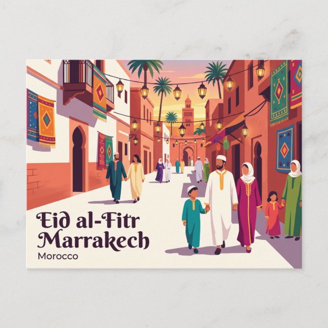 Carte Postale Célébration de l'Aïd el-Fitr à Marrakech Maroc (Devant)