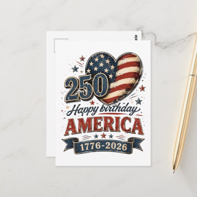 Carte Postale Célébration de l'Amérique 250 (Devant/Arrière en situation)