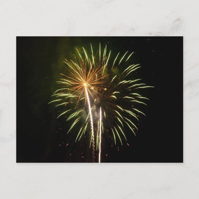 Carte Postale Célébration de vacances de feux d'artifice verts e (Devant)