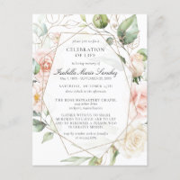 Célébration de vie funéraire florale rose