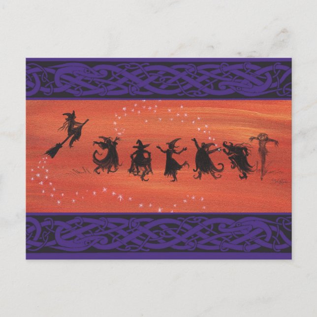 Carte Postale Célébration de Witchy Halloween. (Devant)