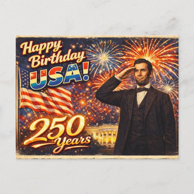 Carte Postale Célébration des 250 ans des États-Unis Abraham Lin (Devant)