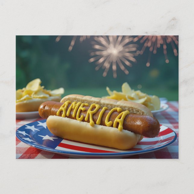 Carte Postale Célébration du hot dog du 14 juillet (Devant)