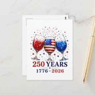 Carte Postale Célébration du verre à vin patriotique 250 ans