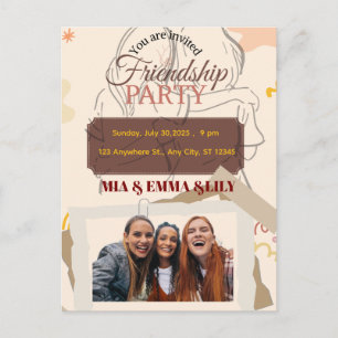 Carte Postale Célébration élégante de fête d'amitié avec photo