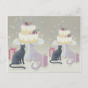 Carte Postale Célébration Féline Élégante et Festive
