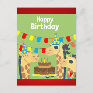 Carte Postale Célébration Heureuse Animal Girafe