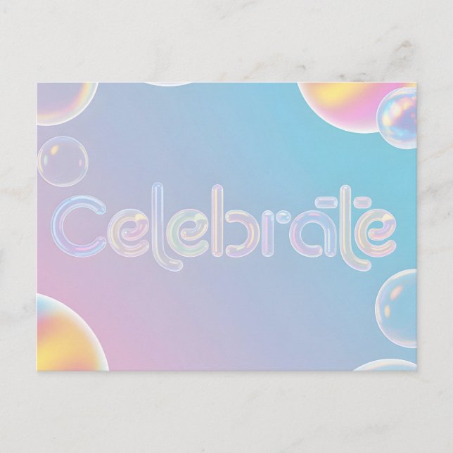 Carte Postale Célébration holographique : Typographie "Célébrer" (Devant)