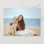 Carte Postale Celebration Thank You Photo PostcardTexte blanc<br><div class="desc">A stylish celebration thank you postcard with large white thanks texte. Add your best photo and custom details to the front and back of the card.</div>