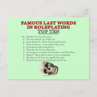 Carte Postale Célèbres Derniers mots dans le jeu de rôles : Dix