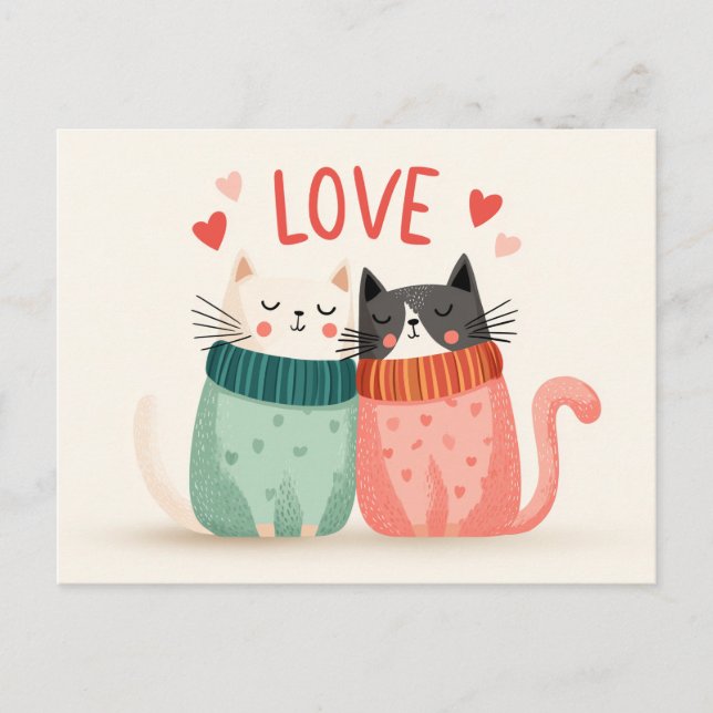 Carte Postale Célébrez l'amour avec deux chatons mignons (Devant)