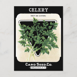 Carte Postale Célery Seed Packet vert Black Vegetable Garden