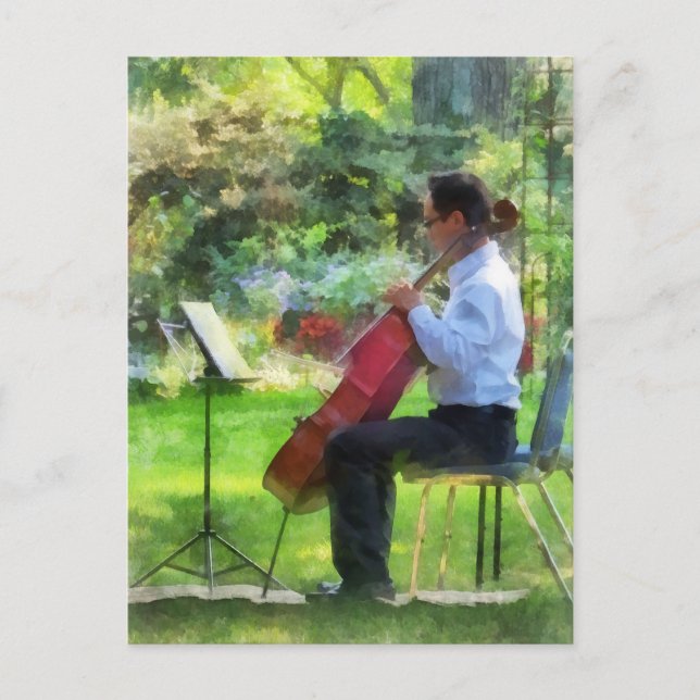 Carte Postale Cellist dans le jardin (Devant)