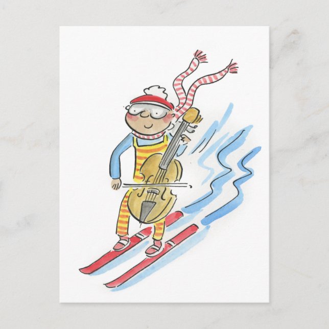 Carte Postale Cellist ski (Devant)