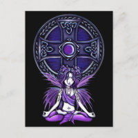 Carte postale "Celtic Lotus" Purple Yoga Fairy