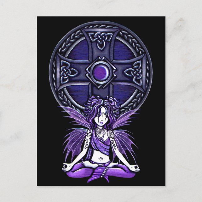 Carte postale "Celtic Lotus" Purple Yoga Fairy (Devant)