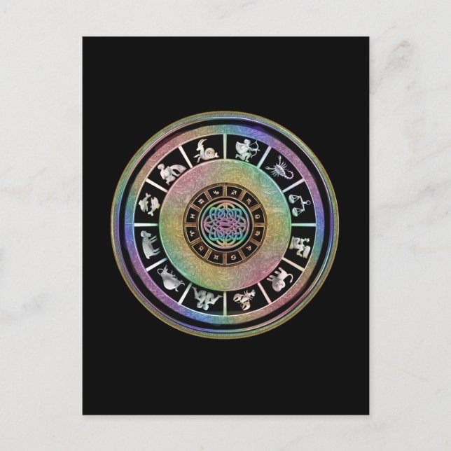 Carte Postale Celtic Rainbow Zodiac Mandala (Devant)