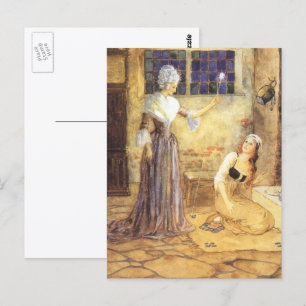 Carte Postale Cendrillon de conte de fée vintage avec la fée mar