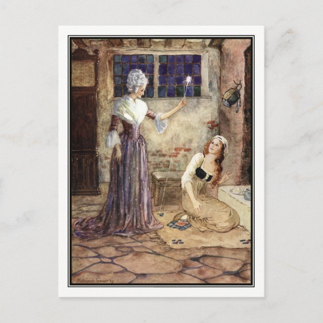 Carte Postale Cendrillon et fée mère - Millicent Sowerby (Devant)