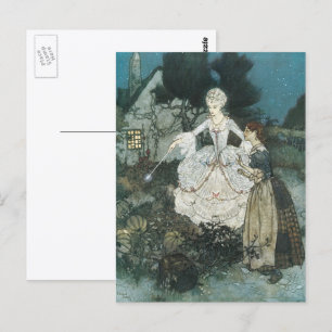 Carte Postale Cendrillon marraine fée vintage par Edmund Dulac