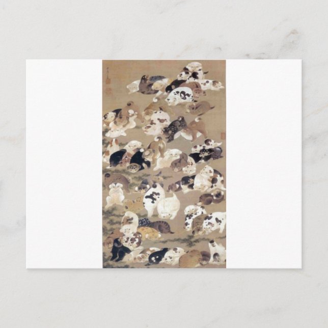 Carte Postale Cent chiens par Ito Jakuchu (Devant)