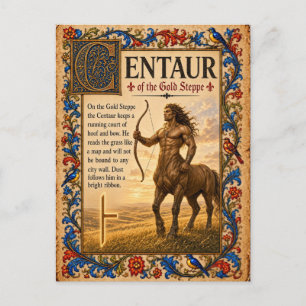 Carte Postale Centaure, Art du Bestiaire Médiéval
