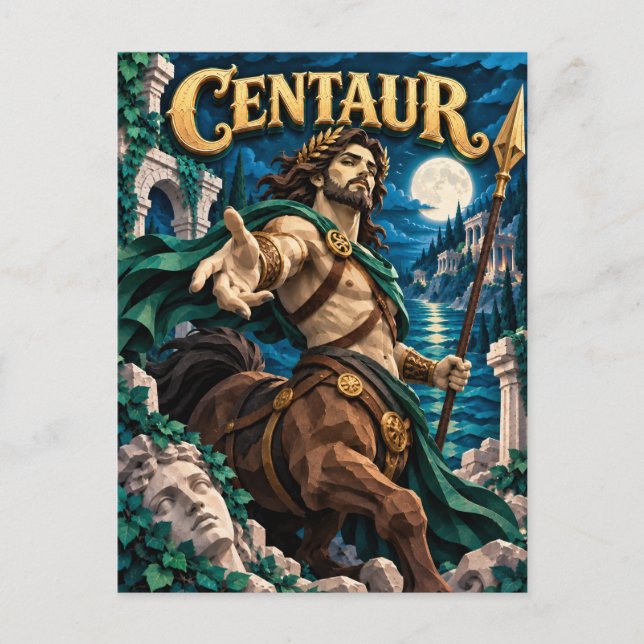 Carte Postale Centaure, Monstre de Papier Découpé (Devant)