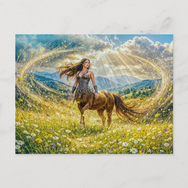 Carte Postale Centauride de Fantasy Dynamique dans un Pays Magiq (Devant)