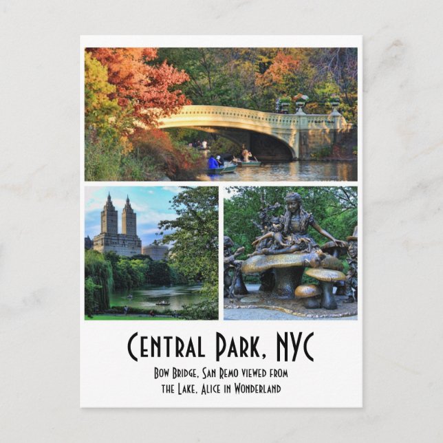 Carte Postale Central Park : Bow Bridge, San Remo, Alice in W... (Devant)