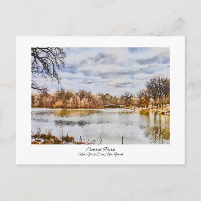 Carte Postale Central Park New York City Watercolor Peinture (Devant)