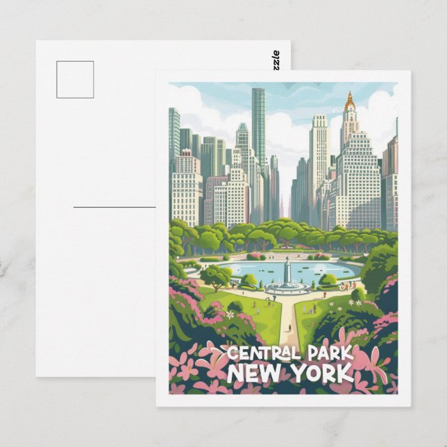 Carte Postale Central Park New York USA Vintage voyage Place (Devant / Derrière)