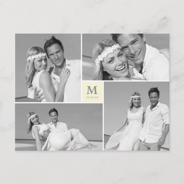 Carte Postale Centre Carré Monogramme Mariage Merci photo (Devant)