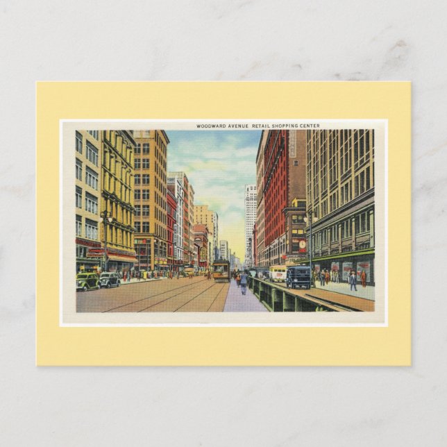 Carte Postale Centre commercial vintage Detroit Woodward Av (Devant)