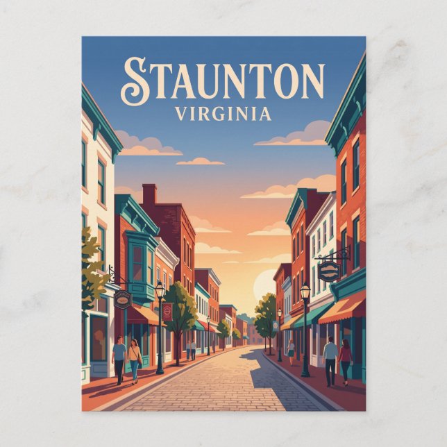 Carte Postale Centre historique de Staunton USA (Devant)