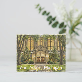 Carte Postale Centre-ville Ann Arbor, Michigan Style Dessiné à l