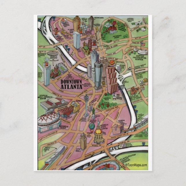 Carte Postale Centre-ville Atlanta Géorgie (Devant)