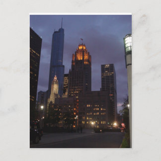 Carte Postale Centre-ville de Chicago, IL à la nuit