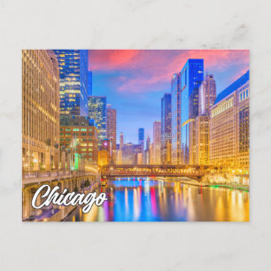 Carte Postale Centre-ville de Chicago, Illinois, États-Unis