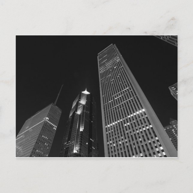Carte Postale Centre-ville de Chicago la nuit (Devant)