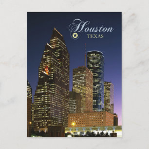 Carte Postale Centre-ville de Houston, Texas la nuit
