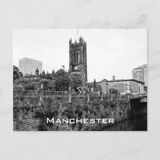 Carte Postale Centre-ville de Manchester et Cathédrale (Devant)