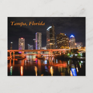 Carte Postale Centre-ville de Tampa, Floride par nuit