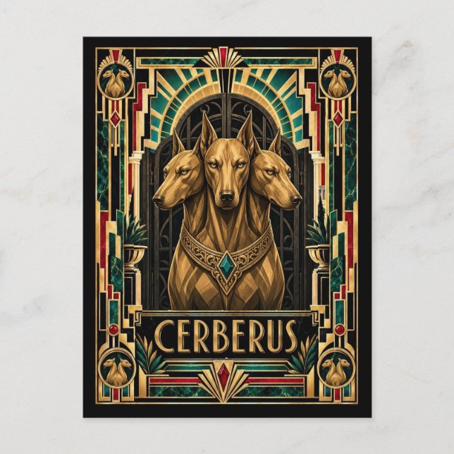 Carte Postale Cerberus, Art Déco Mythique (Devant)