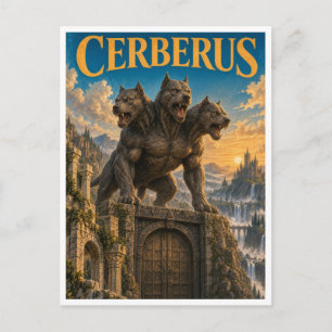 Carte Postale Cerberus, Monstre de Fantasy Gothique