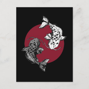 Carte Postale Cercle Koi Carp japonais noir