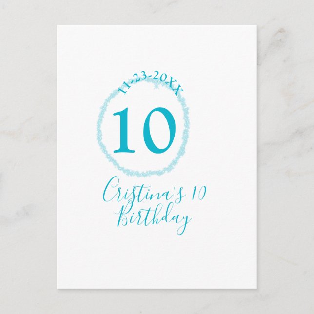 Carte Postale Cercle turquoise. Rond pailleté 10e anniversaire g (Devant)