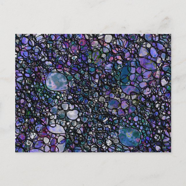 Carte Postale Cercles abstraits dessinés à la main, Bleu, Violet (Devant)