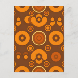 Carte Postale Cercles Abstraits Rétro Groovy Motif Années 70